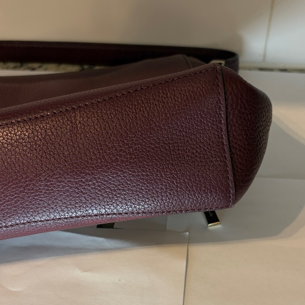 Kate Spade New York Burgundy Pebbled Leather Shoulder Bag Flap Purse - Picture 5 of 9